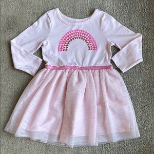 Pink Kids Dress with Heart Rainbow Design Size 2T